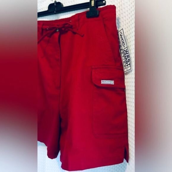 Women’s West‎ Coat Connection high waisted Y2K red Cargo Y2K Shorts size 13 - Picture 2 of 12